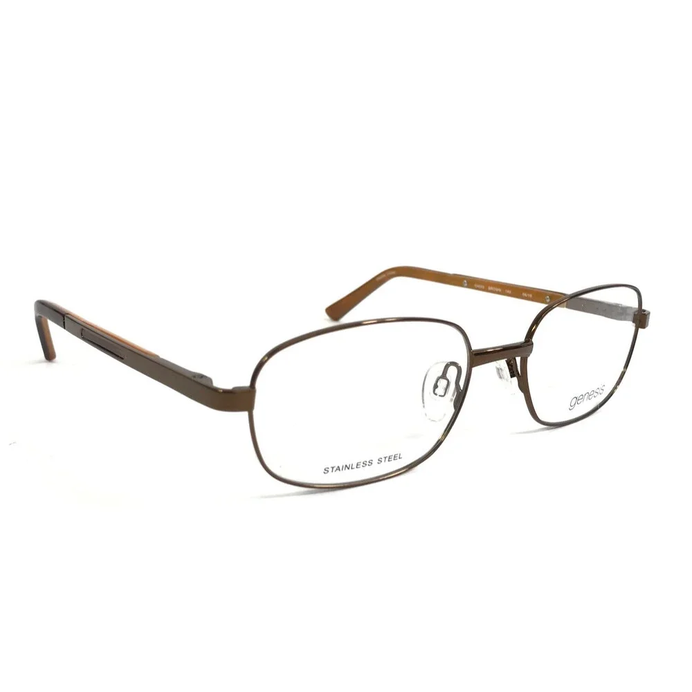 Genesis Eyeglasses Frames G4003 BROWN Shiny Oval Wire Rim 54-18-140